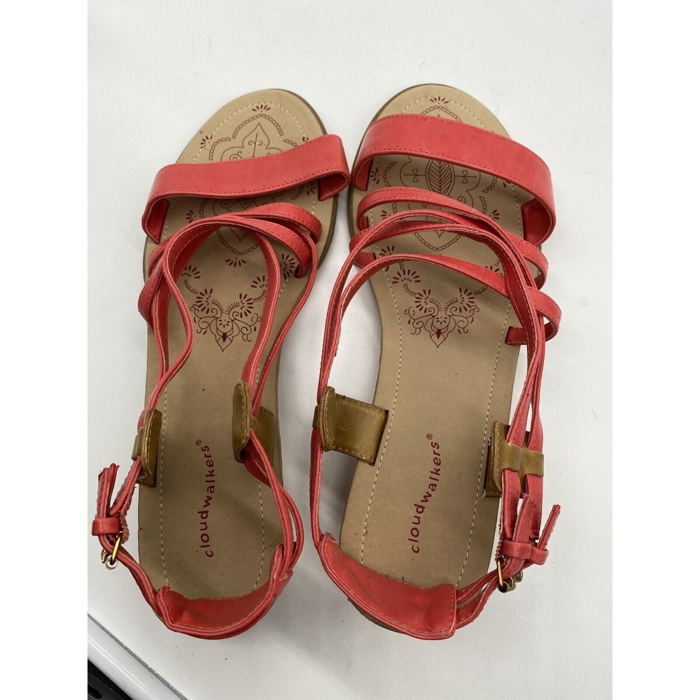 Cloud Walkers By  Avenue Womens Size 11 W Sandals Strappy Pink Crisscrossed